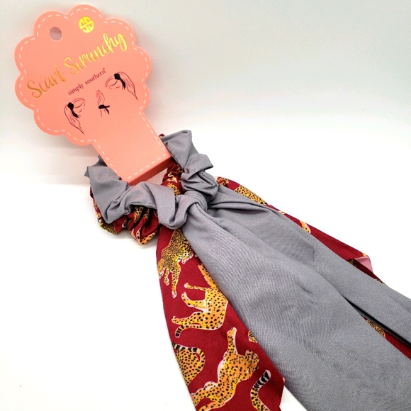 Simply Southern Scarf Scrunchies Set of 2 Cheetah - Picture 2 of 4